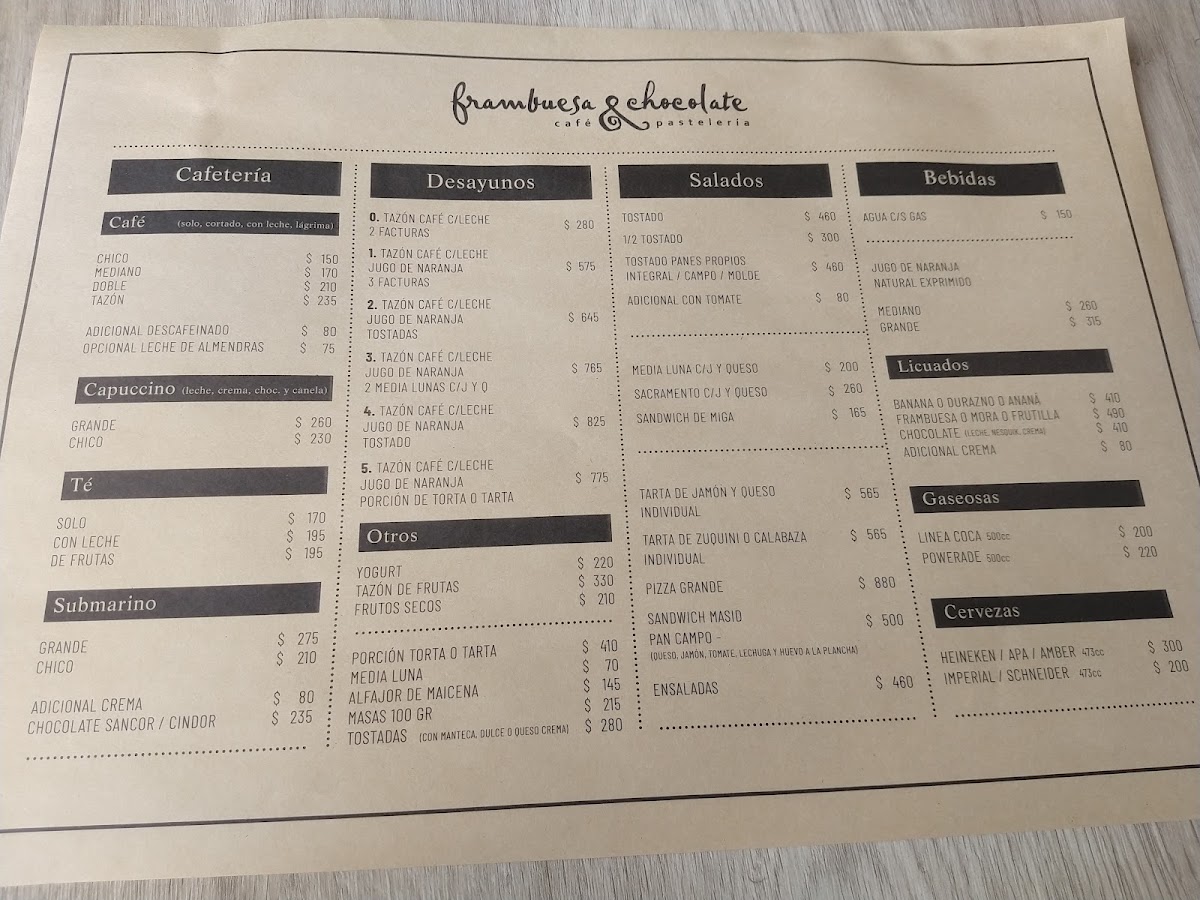 Frambuesa y Chocolate Menu - Image 1